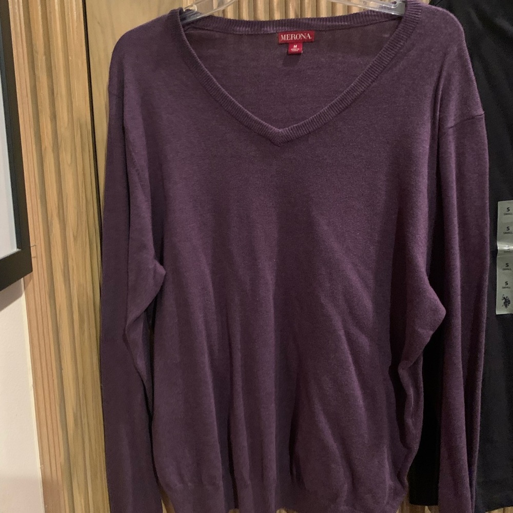 Purple long sleeve vneck sweater. Size M/purple